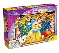 Lisciani - Disney Beauty and the Beast - MaxiFloor 108 Pieces - 3+ Years | Reversible Giant Puzzle - Scene with Belle and the Beast - Picture to Colour on the Back as a Second Game - 70 x 50 cm