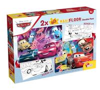 Lisciani - DISNEY CARS - Puzzle MaxiFloor - Double-Sided Puzzle 2x60 Pieces - Colouring and Puzzle Game - For Children from 4 Years - Contains 2 Large Puzzles 50x35 cm - Motor Skills & Creativity