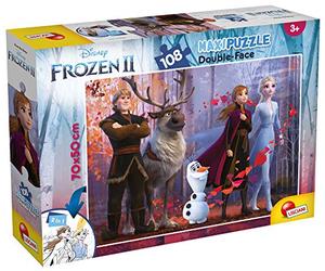 Lisciani - Disney Frozen 2 - Supermaxi Floor Puzzle 108 Pieces - 3+ Years | Double-Sided Puzzle - Film Scene and Sturdy Pieces - Back to Colour Afterwards - Finished Size 70 x 50 cm on the Floor