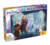 Lisciani - Disney Frozen - Double-Sided Puzzle with 24 Pieces - 3+ Years | 2 in 1 Puzzle - Elsa, Anna and Olaf with Back to Colour - Extra Thick Pieces - Finished Size 35 x 25 cm on the Table