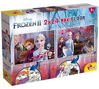 Lisciani - Disney Frozen - Set of 2 Puzzles with 24 Pieces - 3+ Years | Double-Sided Children's Puzzles - Elsa and Anna with Backs to Colour - First Puzzles - 4 Felt Tips, 50 x 35 cm Each