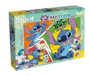 Lisciani - Disney Lilo and Stitch - MaxiFloor Puzzle 24 Pieces - 3+ Years | Double-Sided Floor Puzzle - Large Pieces with Back to Colour and Make Your Own - Thick Card - Finished Size 70 x 50 cm