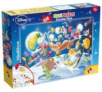 Lisciani - Disney Mickey in Space - Floor Puzzle with 108 Pieces - 3+ Years | Double-Sided Puzzle - Mickey and Donald Among the Stars - Back to Colour Afterwards - Finished Size 70 x 50 cm on the Floor