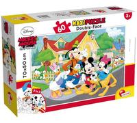 Lisciani - Disney Mickey Mouse - Maxi Floor Puzzle 60 Pieces - 4+ Years | Double-Sided Puzzle - Mickey, Donald and Goofy Together - Large Picture to Colour on the Back - Finished Size 70 x 50 cm