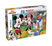 Lisciani - Disney Mickey Mouse - MaxiPlus 24 Piece Jigsaw Puzzle - 3+ Years | Double-Sided Children's Puzzle - Well-Known Mickey Mouse Scenes - Thick Card and Back to Colour - Finished Size 35 x 25 cm