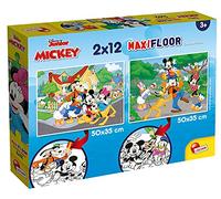 Lisciani - Disney Mickey Mouse - Set of 2 Supermaxi Puzzles - 3+ Years | Double-Sided Puzzles for Beginners - Extra Large Pieces and Back to Colour Afterwards - 12 Pieces, Size 50 x 35 cm Each