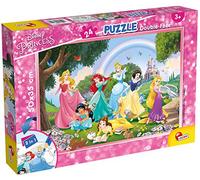 Lisciani - Disney Princess - 2 in 1 Jigsaw Puzzle with 24 Pieces - 3+ Years | Double-Sided Children's Puzzle - Thick Card, Easy to Handle - Back to Colour Once Finished - Finished Size 50 x 35 cm