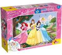 Lisciani - Disney Princess - Maxi Floor Puzzle with 35 Pieces - 3+ Years | Double-Sided Puzzle - Princess Scene with Back to Colour - Large Pieces for Spatial Awareness - Finished Size 70 x 50 cm