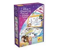 Lisciani - Disney Princess - Pocket Drawing School for Travel - 3+ Years | Creative Set - 4 Mini Wipe-Clean Boards, Exercise Book, Marker and Felt Tips - Learn to Draw Cinderella and Belle Easily