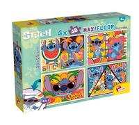 Lisciani - DISNEY Puzzle - LILO & STITCH Maxifloor - Puzzle 4 x 48 Pieces - Double Sided for Children from 4 years - Scenes to Colour on the Back - Format 35x25 - Creative Activity Birthday Gift Idea