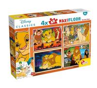 Lisciani - DISNEY Puzzle - LION KING Maxifloor - Puzzle 4 x 48 Pieces - Double Sided for Children from 4 years - Scenes to Colour on the Back - Format 35x25 - Creative Activity - Birthday Gift Idea