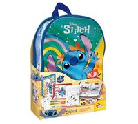 Lisciani - Disney Stitch - Creative Backpack with Colouring Set - 5+ Years | Portable Craft Kit - 7 Pop-Ups, Colouring Book, Creative Booklet and Stickers - Decorate and Take Everywhere - 4 Markers