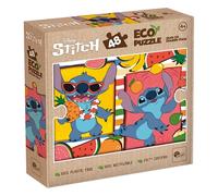 Lisciani - Disney Stitch - Double-Sided Jigsaw Puzzle 48 Pieces - 4+ Years | Sustainable Children's Puzzle - Scene with Stitch and Back to Colour - 100% Recyclable Card - Finished Size 35 x 25 cm