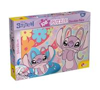 Lisciani - Disney Stitch - Double-Sided Maxi Puzzle 108 Pieces - 6+ Years | 2 in 1 Children's Puzzle - Illustration of Stitch to Assemble and Colour - Hand-Eye Coordination - Finished Size 50 x 35 cm