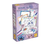 Lisciani - Disney Stitch - Pocket Drawing School for Children - 3+ Years | Portable Pre-Writing Set - 4 Mini Wipe-Clean Boards, Eraser Pen, 3 Felt Tips and Activity Book - Draw Lines and Shapes