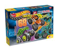 Lisciani - Hot Wheels Monster Trucks - 2 Puzzles with 60 Pieces - 4+ Years | Double-Sided MaxiFloor Puzzles - Two Vehicle Scenes with Backs to Colour - Assemble Step by Step - 50 x 35 cm per Puzzle