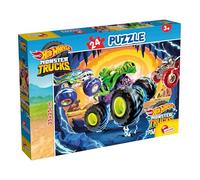 Lisciani - Hot Wheels - Monster Trucks Jigsaw Puzzle 24 Pieces - 3+ Years | M-Plus Children's Puzzle - Scenes with Famous Vehicles from the Series - Sturdy Card Pieces - Finished Size 35 x 25 cm