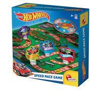 Lisciani - Hot Wheels Speed Race - Goose Game Racing Board Game - 5+ Years | Board Game with Racing Theme - Large Game Board, Spinner, 4 Pawns and Stands - Race to the Finish - For 2 to 4 Players