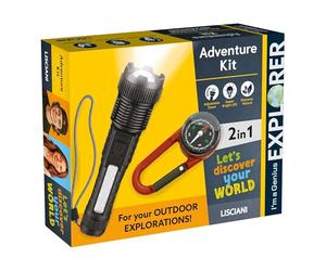 Lisciani - I’m a Genius - Explorer Kit for Children 7+ - LED Flashlight and Compass 2-in-1 - Nature Exploration and Orientation Kit - Outdoor Adventure and Nature Observation for Kids