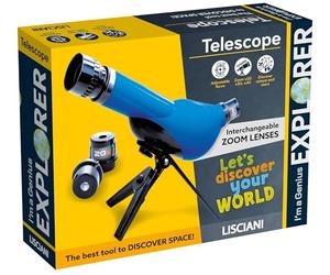Lisciani - I’m A Genius - Telescope for Children 7+ - Astronomy Kit with Tripod and 3 Zoom Lenses 20x 30x 40x - Sky, Moon and Star Observation - Science Discovery Activity