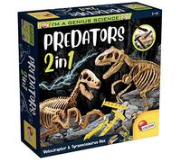 Lisciani - I'm a Genius Predators - T-Rex and Velociraptor Kit - 7+ Years | Excavation Set - Two Blocks, Digging Tools and Manual - Uncover and Build Two Skeletons - Like a Real Palaeontologist
