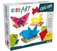 Lisciani - Kids Art - Origami Lab - Origami Kit for Children 7+ - 105 Colored Origami Sheets - Illustrated Folding Instruction Manual - 4 Wooden Display Stands
