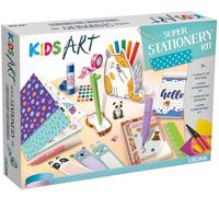 Lisciani - Kids Art - Super Stationery Kit Creative Set - 7+ Years | Desk Set to Decorate - Stickers, Markers, Scissors, Ruler and Cat Pen Holder - Create Your Own Workspace - 3 Notebooks