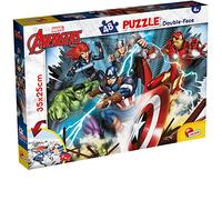 Lisciani - Marvel Avengers - M-Plus Children's Puzzle 48 Pieces - 4+ Years | Double-Sided Puzzle - Iron Man and Captain America with Back to Colour - Shapes and Colours - Finished Size 35 x 25 cm