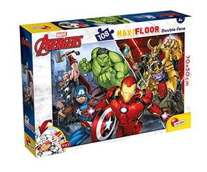 Lisciani - Marvel Avengers - MaxiFloor Puzzle with 108 Pieces - 4+ Years | Double-Sided Puzzle - Superhero Scene with Back to Colour - Assemble Zone by Zone - Finished Size 70 x 50 cm on the Floor