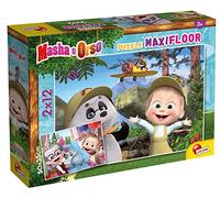 Lisciani - MASHA PUZZLE MAXIFLOOR 2 X 12 - SHALL WE PLAY TOGETHER - For Children Aged 3 and Up - Double-Sided 50x35cm Puzzles - Educational and Creative Play