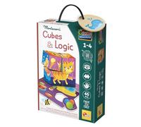 Lisciani - Montessori Cubes and Logic - Wooden Animals Game - 2+ Years | Educational Cube Game - 4 Cubes, 6 Animal Cards and 18 Pieces - Form Silhouettes by Turning the Cubes - Sturdy Wood