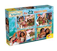 Lisciani - Puzzle Vaiana Disney - 4 x 48 Pieces for Children 4+ - Maxi Floor Double-Sided Puzzle to Color - 4 Formats 35 x 25 cm - Disney Vaiana - Fine Motor Skills and Observation