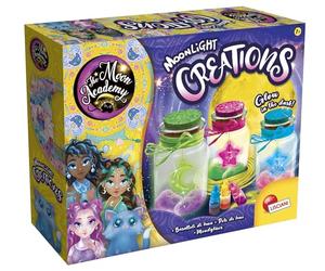 Lisciani - THE MOON ACADEMY MOONLIGHT CREATIONS - Glow-in-the-Dark Crafting Kit - For Kids Aged 6 and Up - Make Your Own Moon and Star Jars - Includes Jars, Dyes, Cotton, Glow-in-the-Dark Charm