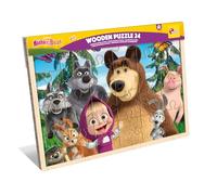 Lisciani - Wooden Puzzle MASHA AND MICHKA - For Children from 1 year - 24 Wooden Pieces - Easy to assemble Puzzle - Very Large Pieces - Children's Toy Develops Fine Motor Skills - 1 to 4 years