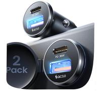LISEN 12V Car Charger USB Adapter 2 Pack Cigarette Lighter USB Charger 69W | Fast Charge [All Metal] 24V Type-C Socket Mercedes Campervan Car Accessories Gadgets for Men iPhone 17 15 Samsung iPad Kindle