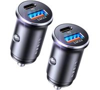 LISEN 12V Car Charger USB Adapter 2 Pack Cigarette Lighter USB Charger 69W | Fast Charge [All Metal] 24V Type-C Socket Mercedes Campervan Car Accessories Gadgets for Men iPhone 17 15 Samsung iPad Kindle