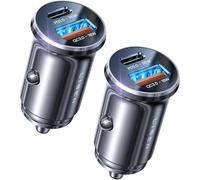 LISEN 2 Pack Car Charger USB C 54W+54W [USBC 36W+USBA 18W] PD3.0 12V USB Socket [All Metal] Cigarette Lighter USB Car Charger Adapter for iPhone 17 Pro Max Air 16 Samsung iPad