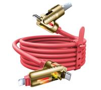 LISEN 240W USB C to USB C, 4 in 1 Charging Cable (6.6FT) with Light, USB A/C to C/L Multi Charging Cable for iPhone 16 15 14 Pro Max/MacBook/iPad Pro/SamSungS24,Red