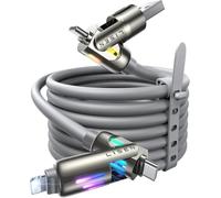 LISEN 4 in 1 Charger Cable, Multi Charger Cable [240W 2M] Type C/A to C/Lightning Cord for iPhone 16e 16 15 14 Pro/MacBook/iPad/Samsung S25/Switch 2/PS5, Charging Cables for Multiple Devices