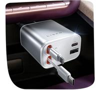 LISEN 75W Retractable Car Charger Adapter, Best Christmas Car Gifts for Women Mum, for iPhone 17/16/15/14/13/12 Charger Accessories, White