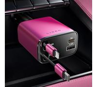 LISEN 84W Retractable Cigarette Lighter USB Charger USB C+USB L 80cm Cable | 12V Car Charger Fast Charge Adapter Car Accessories Gifts for Women Men USB C Socket for iPhone 17 13 Meizu 18 Samsung iPad