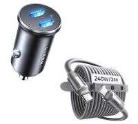 LISEN 90W USB C Car Charger+240W Silicone USB C-C Cable