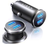 LISEN 90W USB C Car Phone Charger Fast Charge 12V Car Type-C Adapter PD45W | Metal Cigarette Lighter USB C Socket for iPhone 17 Pro Max 16 15 Samsung S26 S25 Ultra iPad Car Fan BMW Accessories Interior