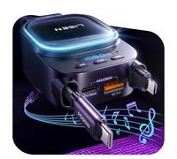 LISEN Bluetooth 5.3 FM Transmitter Car Adapter 96W Retractable Car Charger [HiFi Bass Sound] [PD36W Fast Charging] Wireless Radio Music Adapter LED Display Hands-Free Calling U Disk MP3 Music Player