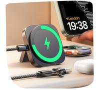LISEN Magsafe Wireless Charger Stand for iPhone 16 Pro Max Apple Watch 3 in 1 Charging Station Dock Travel Magnetic Mag Safecharger Pad Office Accessories for iPhone 16 15 Pro 14 13 12 Mini iWatch 10