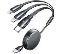 LISEN Multi Charger Cable, Retractable USB C to USB Charging Cable 3 in 1 Charger Lighting/Micro USB Cable, Travel Chargers for Multiple Devices for iPhone 17 16 15 14 Pro/Galaxy S25/Switch2/Kindle