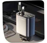 LISEN - Retractable Car Charger [69W Dual USB C Car Charger Adapter, iPhone 16 Car Charger, Fast Charging, Type C Retractable Car Charger, Car Charger for