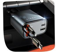 LISEN Retractable Car Charger Adapter 69W Cigarette Lighter USB Car Phone Charger Car Accessories Gifts for Women Men-Mothers Birth Day Gifts for Mum-12V USB Socket for iPhone 16e 15 Samsung S25 Ultra