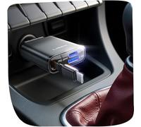 LISEN Retractable Car Charger USB C [Ultra Mini] 57W USB C Car Charger Fast Charge Cigarette Lighter USB Charger Car Accessories for Men Women, 12v Car USB Adapter for iPhone, Samsung, Pixel, Grey