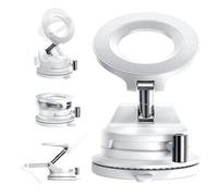 LISEN Retractable Car Phone Mount, Vacuum Magnetic Phone Holder, 360° Adjustable for MagSafe Car Holder Foldable Suction Phone Mount for Mirror/Smooth Surface, for iPhone 16 Pro Max 15 14 13, White